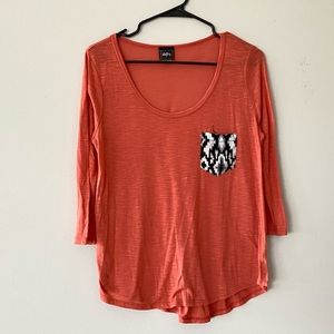 Daytrip coral 3/4 sleeve top - medium